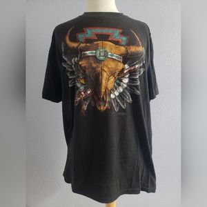Vintage western bull skull shirt, L